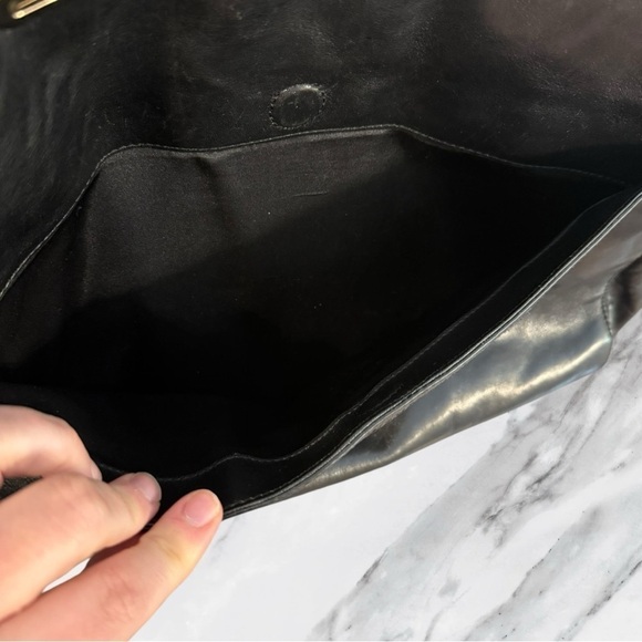 DKNY Vintage Y2K Glossy Black Calf Leather Satchel - Picture 10 of 16